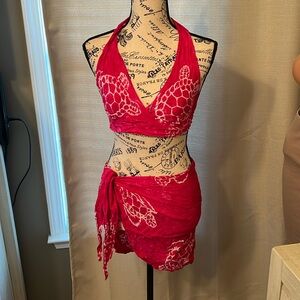 Pink and white Honu (turtle) wrap & top